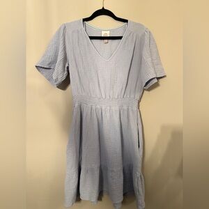 Knox Rose Blue Bottom Ruffle V Neck Dress